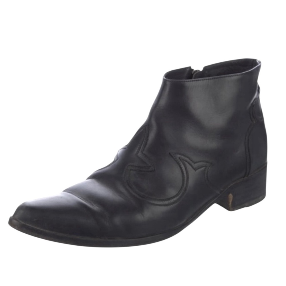 Freda Salvador Arroyo Calf Leather Applique Pointed Toe Western Ankle Boot W/Box